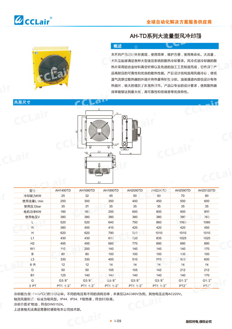 AH-TD系列大流量型風(fēng)冷卻器
